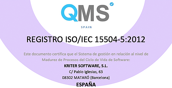 Kriter renueva la certificación ISO 15504-5:2012 de Madurez de Procesos de Ciclo de Vida de Software